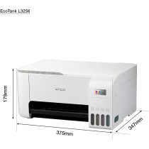 Epson Ecotank L3256 Home Ink Tank Printer A4, Colour, 3 In 1 With Wifi And Smartpanel App Connectivity, White, Compact