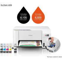 Epson Ecotank L3256 Home Ink Tank Printer A4, Colour, 3 In 1 With Wifi And Smartpanel App Connectivity, White, Compact