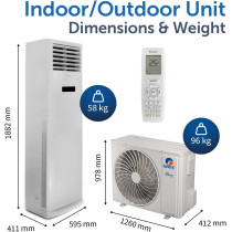 Gree Free Standing Air Conditioner IFLOWIND-48C3 4.0 Ton Inverter Compressor R410A Wi-Fi Smart Control 3D Air Flow Gold Fin Child Lock
