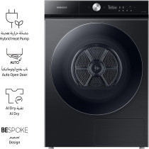 Samsung Front Load Dryer, 17Kg Capacity, Bespoke Design, Black Caviar, Hybrid Heat Pump, Auto Open Door, Ai Dry, DV17B9750CV/GU