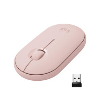 Logitech M350 Pebble Wireless Mouse, Bluetooth Or 2.4 GHz With USB Mini-Receiver, Silent, Slim Computer Mouse Quiet Click For Laptop/Notebook/PC/Mac Pink
