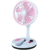 Impex Rechargeable 7 Inch Table Fan, Travel-Friendly Portable Desk Fan With 6 Hr Back-Up, 6 Smd Led Night Lamp Type-C Charging Port, Perfect For Home, Office Travel Outdoor Breeze D2 Pink/White