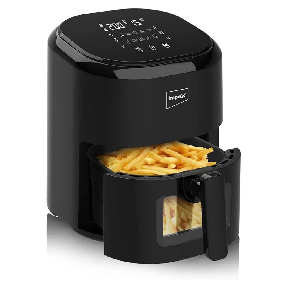 Impex Af 4307 Air Fryer With Adjustable Temperature Control, Overheating Protection 4.5 L 1200W, Black