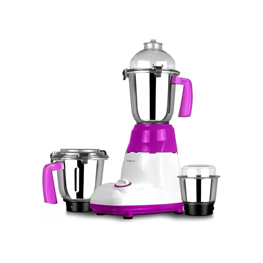Impex Bl 318B 750W Powerful Motor 3 In 1 Mixer Grinder Blender With Stainless Steel Blade And Jars Abd Plastic Body Unbreakable Jar Caps