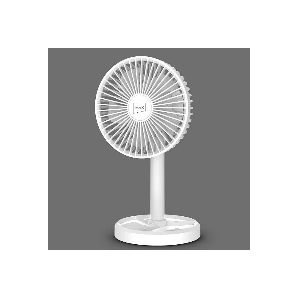 Impex Mini Fan 5 Inch Rechargeable With 3600Mah Battery, Strong Wind Force, Type C Charging Port, 3-Stage Speed Control, Rotary Design, Portable Cooling, 5V Dc Input, Breeze D5