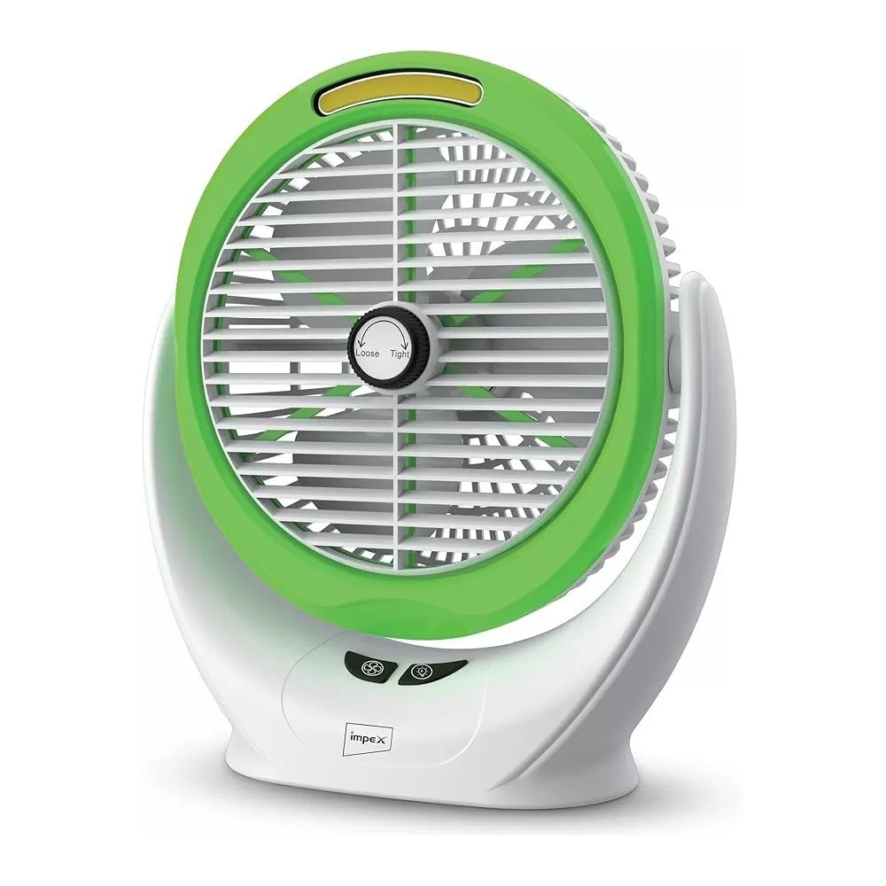 Impex 6 Inch Rechargeable Table Fan, Travel-Friendly Portable Desk Fan,2400Mah Battery,5W Cob Night Lamp, Strong Wind Force And Manual Rotary Function, Type-C Charging Port, Green
