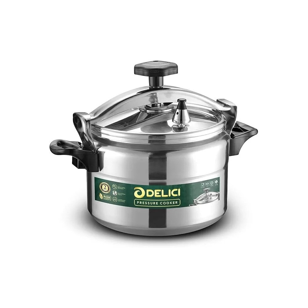 Delici Aluminium Pressure Cooker, Pressure Pot, Arabic Cooker, Safety Lock, Silver, 9L