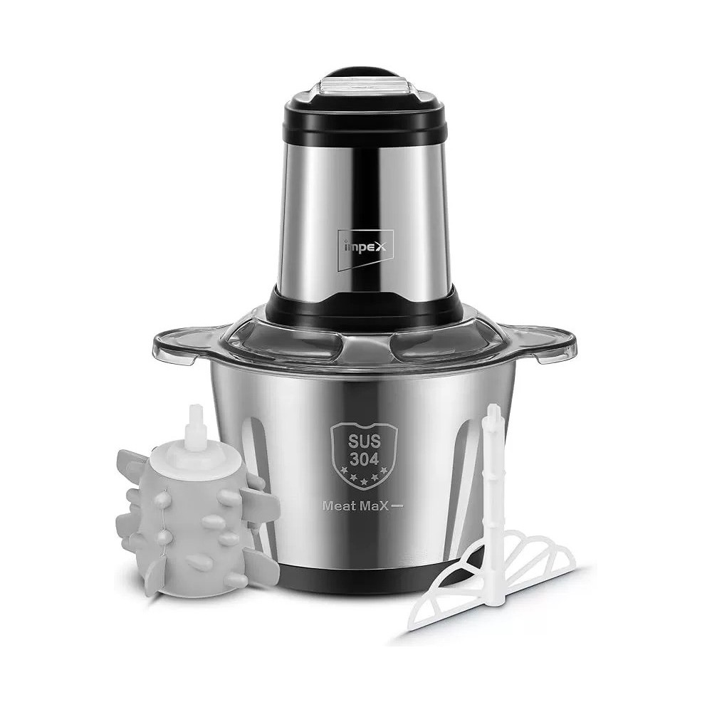 Impex Electric Food Chopper 3Ltr Food Processor Blender 400W, 3Speed Adjustable, Meat Grinder, Stainless Steel Body And 6Pcs Blade, Multi Food Chopper For Meat, Vegetables, Fruits, Nuts