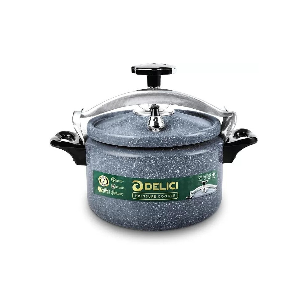 Delici Aluminium Pressure Cooker 7 Litre Durable And Safe Cooking Appliance With Safety Lock, Strong Base