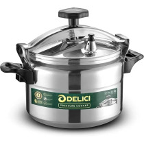 Delici Aluminium Pressure Cooker, Pressure Pot, Arabic Cooker, Safety Lock, Silver