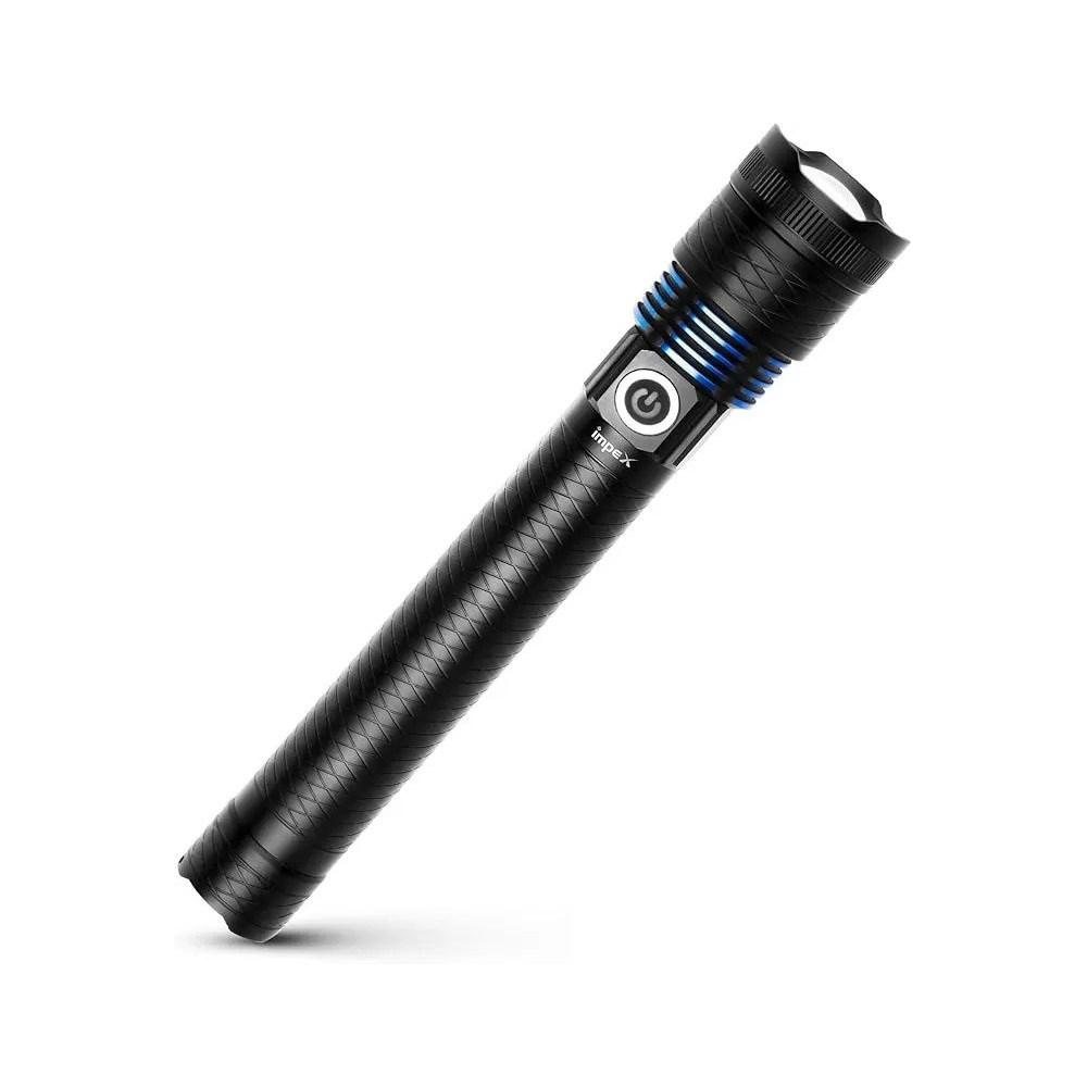 Impex Rechargeable Led Flashlight, 10W Laser Led Torch, 500 Lumens Brightness,3600Mah Li-Ionbattery, Type-C Charging, Focus Adjustable Head, Aircraft-Grade Aluminum Body, 2-3 Hours Runtime, Hunter Z5