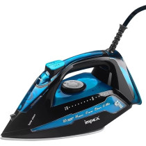 Impex Electric Steam Iron Box With 360 Degree Plaint Swivel Cord Water Spray Ceramic Coated Sole Plate Overheat Protection With Temperature Settings, Black And Blue, Ibs 404 2300W