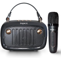 Impex Portable Bluetooth Karaoke Speaker With Wireless Mic And Voice Modulation, 1200Mah Rechargeable Battery, 5W Output, Fm/Usb/Tf/Bluetooth Inputs, Type-C Charging, Km 1301
