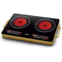 Impex Double Infrared Cooktop, 2 Burner Electric Stove With 4-Digit Led Display, Touch Sensor, 5 Cooking Modes, 8 Power Levels, 4-Hour Timer, Micro Crystal Plate, Overheat Protection