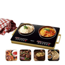 Impex Double Infrared Cooktop, 2 Burner Electric Stove With 4-Digit Led Display, Touch Sensor, 5 Cooking Modes, 8 Power Levels, 4-Hour Timer, Micro Crystal Plate, Overheat Protection