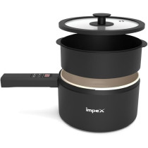 Impex 1.8L Electric Pan Multi-Functional Magic Pan 2 Year Warranty With Non-Stick Ceramic Coating, Smart Touch Control, Glass Lid, Steamer Bowl & 6 Pre-Set Cooking Modes, 600W, Ws18, Black