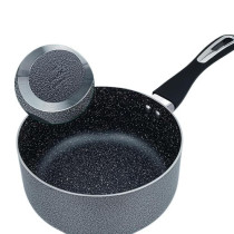 Impex Aluminum Cookware Set Of 7 Pieces-Non-Stick Granite Surface, Tempered Glass Lid, Frying Pan, Saucepan With Lid, Milkpan With Lid,2 Spatula, Ncb 7104