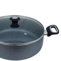 Impex 10-Piece Royal Nonstick Granite Coated Cookware Set, Fry Pan 24Cm,3 Saucepan With Lid 28 Cm, Milk Pan With Lid 18Cm And Spatula, Pfoa Free-Ncb 7110