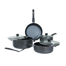 Delici 8-Piece Nonstick Cookware Set Aluminum, Kitchen Essential Bundle With Tempered Glass Lids,2 Casserole With Lid, Saucepan With Lid, Frypan And Nylon Turner, Dishwasher Safe, Pfoa Free, Ncs8G