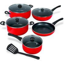 Delici Delici Nonstick Cookware 10 Piece Set With Tempered Glass Lids, Heat Resistant Handles, 10X Tougher Nonstick Coating, Quick And Even Heat Distribution, Includes Saucepan, Wokpan, Frypan And Milkpan