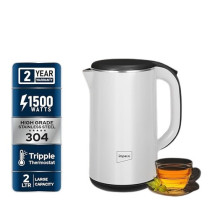 Impex Electric Kettle 2 Liters, 1500W, White, Steamer 2002, Multicolor