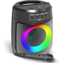 Impex Portable Bluetooth Speaker, 500W Pmpo, 4 Inch Wireless Speaker With Magic Ring Light, 1200 Mah Battery, Bluetooth 5.1, Usb/Micro Sd/Aux/Fm/Mic/Tws, Type-C Charging, Wired Mic,10M Range, Black, Ts 1106