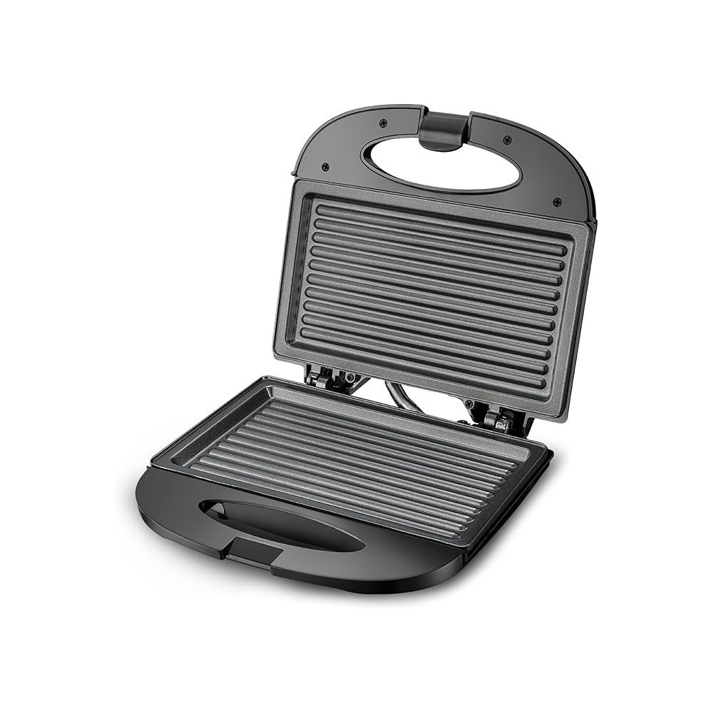 Impex Sandwich Maker 2 Slice, 750W Non Stick Coated Plates, Power And Ready Indicator Light, Cool Touch Handle, Skid Resistant Feet, Compact Design With 218X127Mm Plate Size, Sw 3601, Black