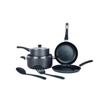 Delici 8Pcs Nonstick Cookware Set With10X Tougher Coating, Hot Plate, Halogen, Ceramic And Gas Compatible – Includes 24Cm Saucepan With Glass Lid, 24Cm Frypan, 26Cm Tawa Pan, 18Cm Milk Pan And 2 Nylon Turners