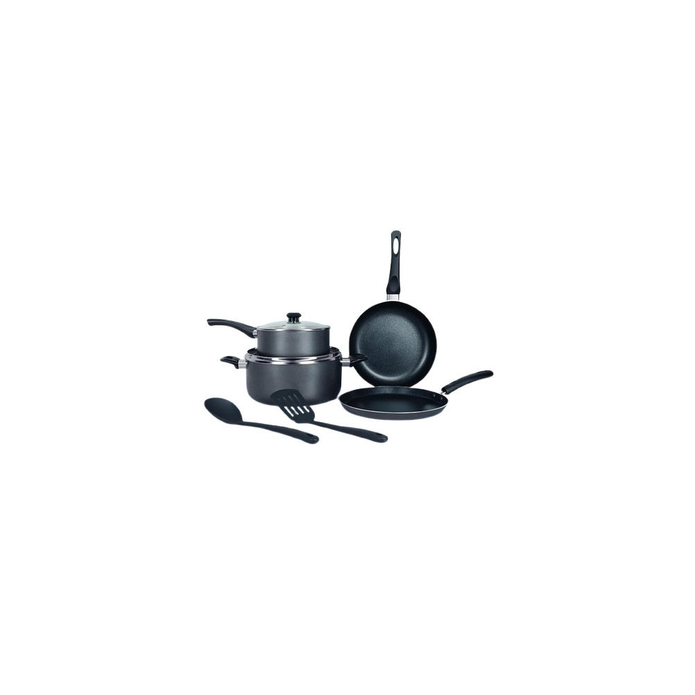 Delici 8Pcs Nonstick Cookware Set With10X Tougher Coating, Hot Plate, Halogen, Ceramic And Gas Compatible – Includes 24Cm Saucepan With Glass Lid, 24Cm Frypan, 26Cm Tawa Pan, 18Cm Milk Pan And 2 Nylon Turners