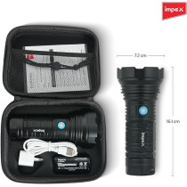 Impex Rechargeable Led Flashlight, 20W High Bright Led, 1500 Lumens, 6600Mah Lithium Battery, Type-C Usb Charging With 3-Pin Adapter, Long Battery Life, Portable And Durable Torch, Ultra X20