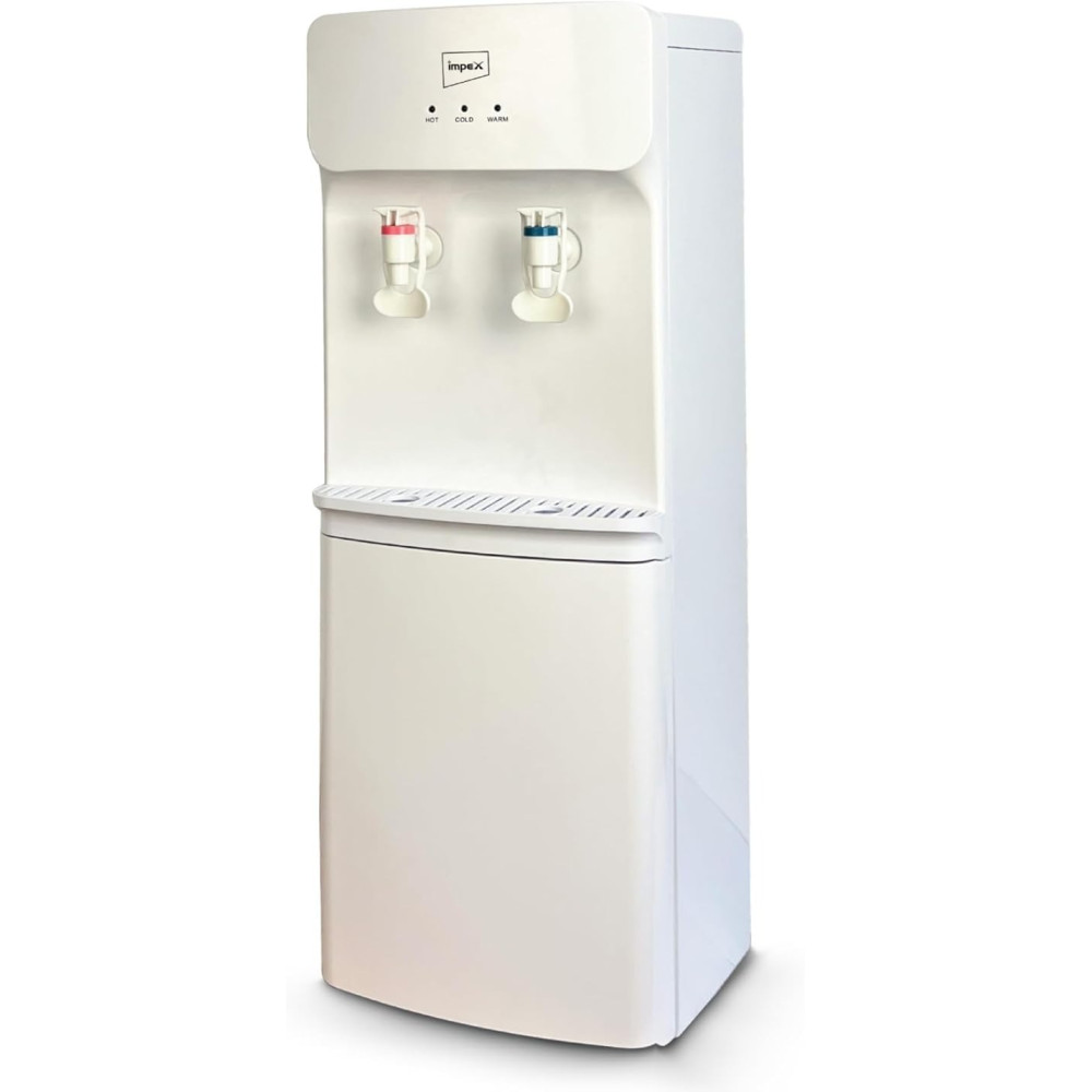 Impex Water Dispenser Hot And Cold, 2 Tap Water Dispenser, Stainless Steel Tanks Storage Cabinet, 2.1L Cooling Tank, 0.8L Boil Tank, 550W Heating Power, Compression Cooling, Indication Light