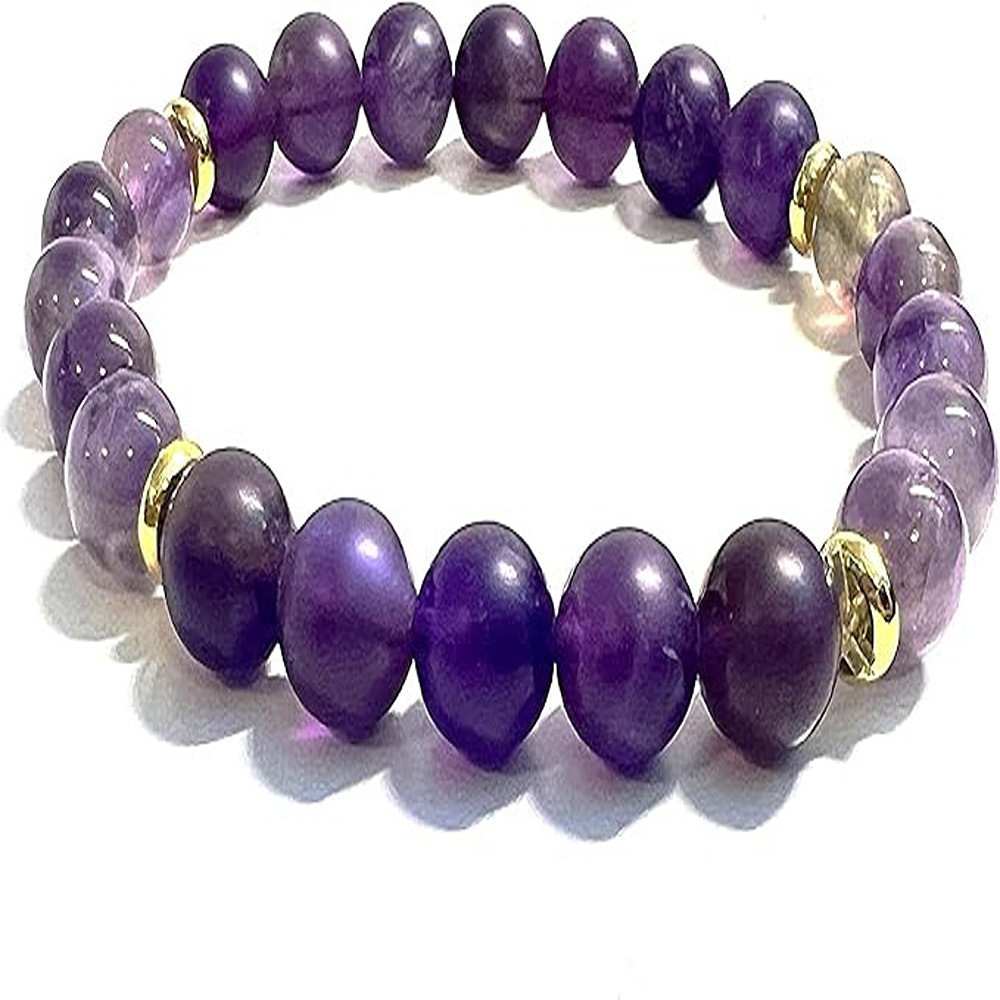 Mikhail Natural Amethyst Gemstone Bracelet By, 8MM Beads, Purple