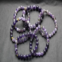 Mikhail Natural Amethyst Gemstone Bracelet By, 8MM Beads, Purple