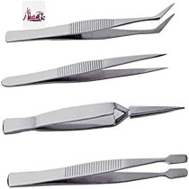 Abbasali 4Pcs/Set Precision Tweezers Stainless Steel Thick Electronics Forceps Eyebrow Tweezers Anti-Skid Makeup Repair Multi Tools