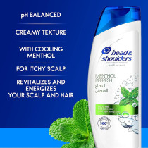 Head And Shoulders Menthol Refresh Anti-Dandruff Shampoo For Itchy Scalp, Pack Of 2, 400 + 200 ml