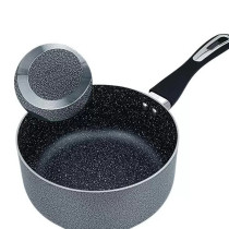 Delici 7-Piece Non-Stick Aluminium Cookware Set With Durable Hammertone Exterior, 5-Layer Super Granite Coating, Tempered Glass Lids, Heat-Resistant Handles And Knob, 2Pcs Nylon Spatula, Acs7He