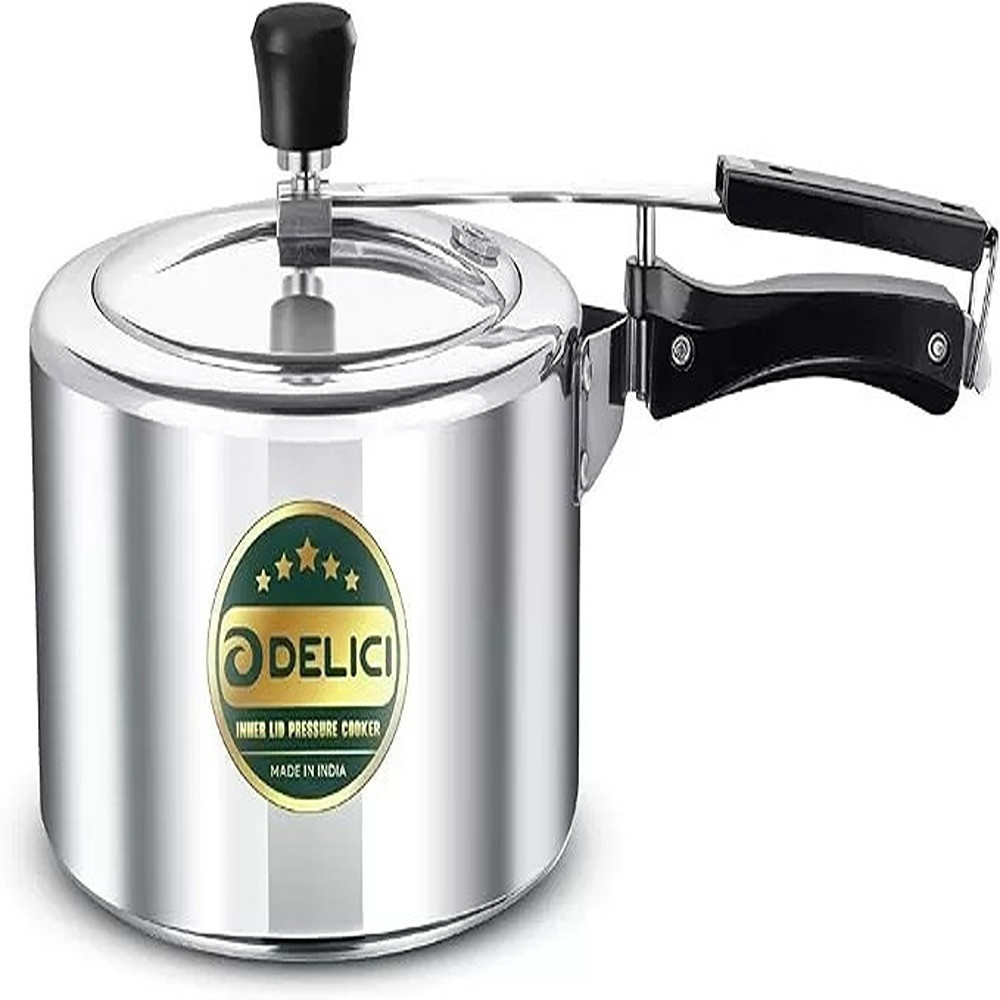 Delici Pressure Cooker 3 Liter Inner Lid Aluminium Aipc3, Quick Heating Induction Base, Durable Safety Valve, Food Grade Rubber Basket, Specially Designed Handle, Durable Safety Valve Cooker