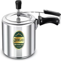 Delici Pressure Cooker Inner Lid Aluminium Aipc5, 5L Capacity, Quick Heating Induction Base, Durable Safety Valve, Food Grade Rubber Basket, Specially Designed Handle, Versatile Pressure Cooker