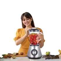 Impex Blender Mixer Grinder 2 In 1 And Ice Crusher With 600W Copper Motor, 1.5L Glass Jar, Stainless Steel 6Blade Ice Crusher, 150G Grinder Jar, 5 Speed & Pulse Control, Safety Switch, Bl 3507