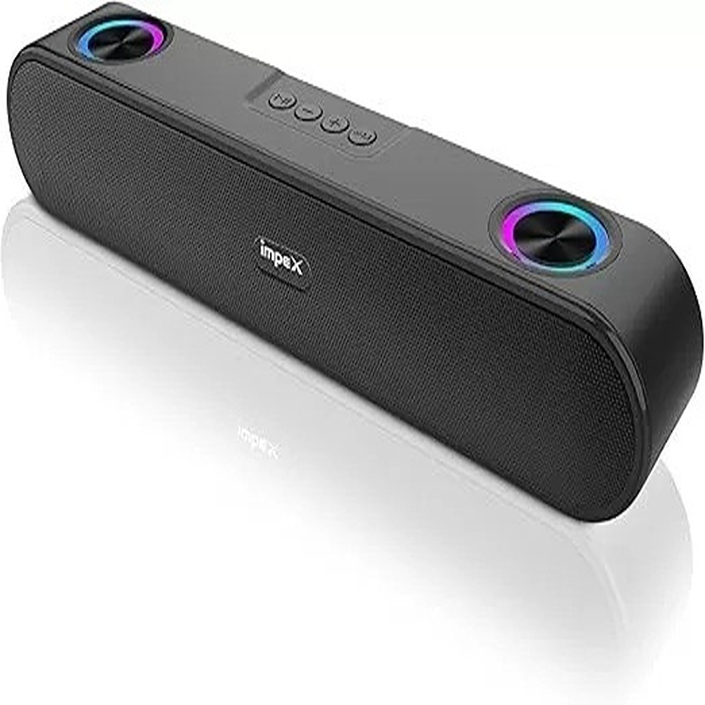 Impex Bluetooth Speaker With 1600W Pmpo, 2000Mah Battery, Bluetooth 5.3, Rgb Lights, Dual Passive Radiators, Usb/Tf/Aux/Fm/Tws/Hand-Free, Type C Charging, Abs Metal Body, Bts
