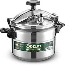 Delici Aluminium Pressure Cooker 5 Litre – Dpc 5A Durable Body And Lid Safety Locking Mechanism, Strong Base, Long-Lasting Sealing Ring