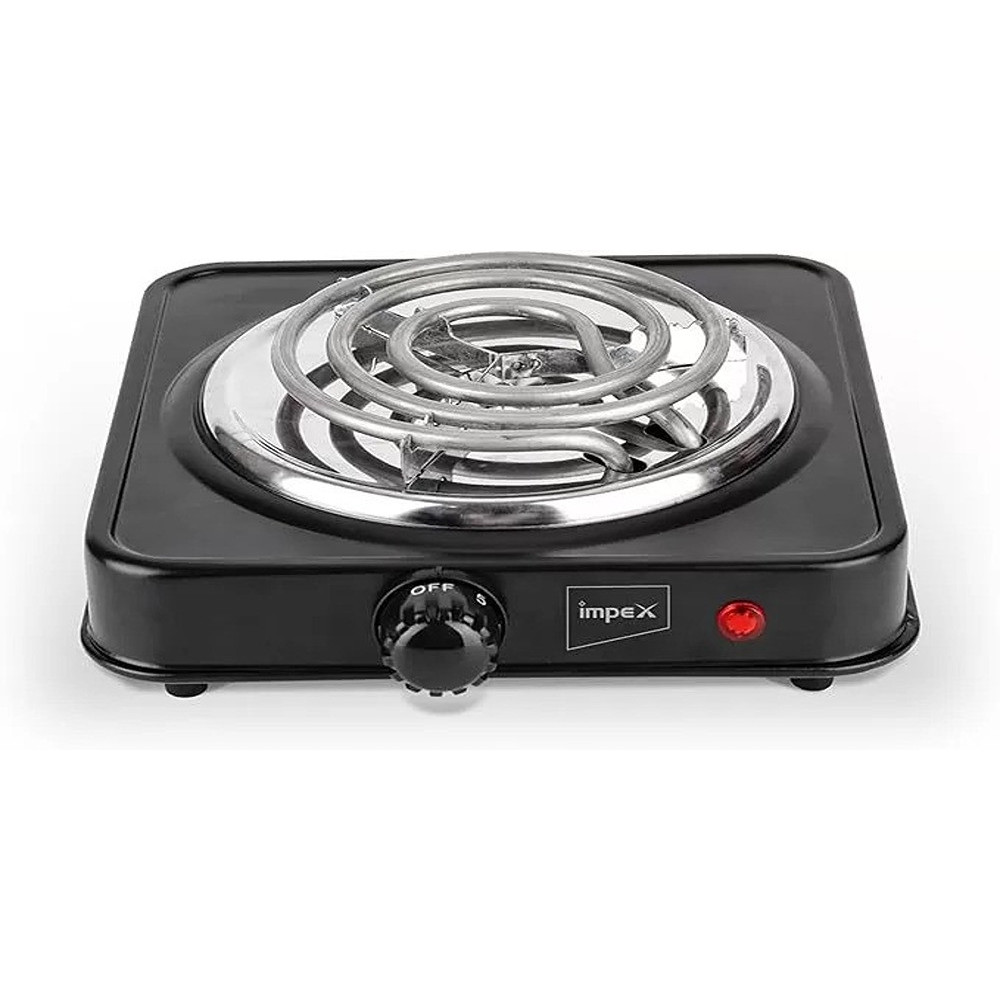 Impex Hp 100, 1000W Electric Hot Single Coil Hotplate, Durable Metal Housing, Black