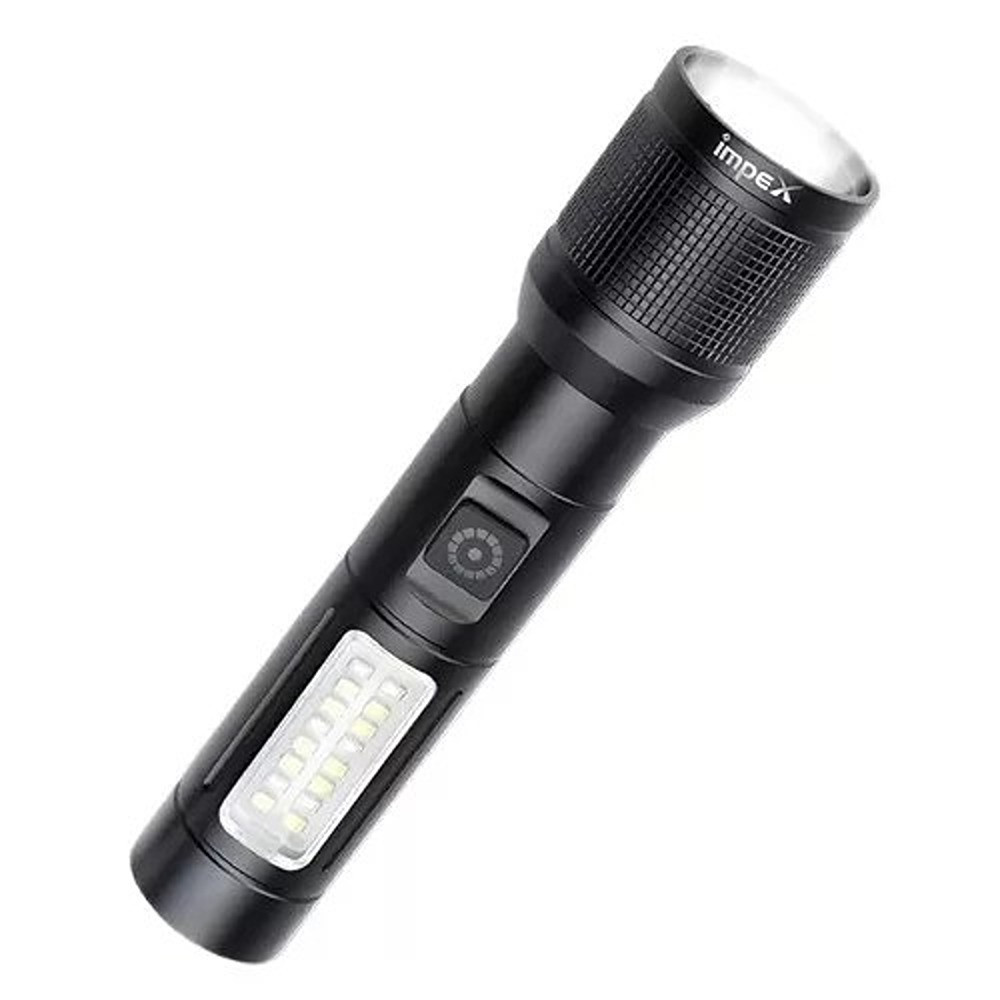 Impex Rechargeable Led Flashlight, 10W Laser Led Torch, Aircraft-Grade Non-Corrosive Aluminum Body, Adjustable Focus, 1500Mah Li-Ion Battery, Type-C Charging, 400 Lumens Brightness, 6 Modes Hunter Z0