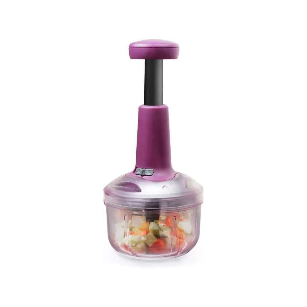 Impex Push Chopper Ic 650 For Kitchen Vegetables And Fruits, Multipurpose Hand Press With Lock And Unlock System, Quick Manual Hand Held Onion Cutter/Mixer, Multicolor
