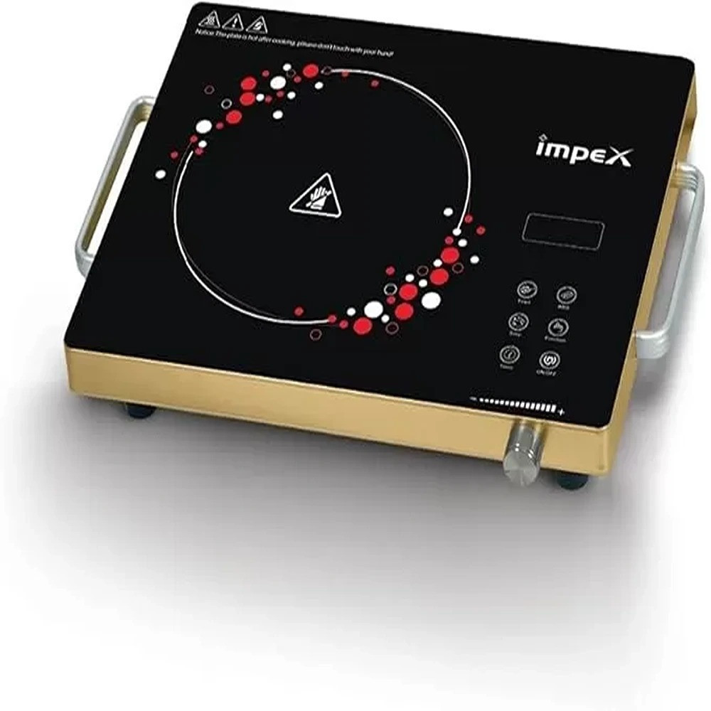Impex Infrared Cooktop-Touch And Knob Control, Micro Crystal Plate, 4-Digit Led Display, 4-Hour Timer, 8 Power Levels, Various Temperature Levels, Compatible With All Cookware 2000.0 W Ir 2703, Black