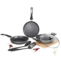 Impex Migo Nonstick Granite 6 Pcs Induction Bottom Cookware Set 3 Mm Thick, Festival Gift Set Mfkt 6, 5-Layer Super Granite Non-Stick Coated Cookware Set, Hammer Tone Exterior Finish