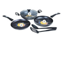 Impex Migo Nonstick Granite 6 Pcs Induction Bottom Cookware Set 3 Mm Thick, Festival Gift Set Mfkt 6, 5-Layer Super Granite Non-Stick Coated Cookware Set, Hammer Tone Exterior Finish