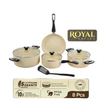 Impex Granite Coated Nonstick Cookware Set –8 Pcs, Ivory (Ncb 7108Bg, 5-Layer Granite Coating, Virgin Aluminium, Tempered Glass Lids, Heat Resistant Handles, Includes Frypan, Casseroles And Nylon Turner