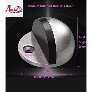 ABBASALI Stainless Stee Half Round Door Stopper with Rubber Bumper Door Retainer Pack of 2