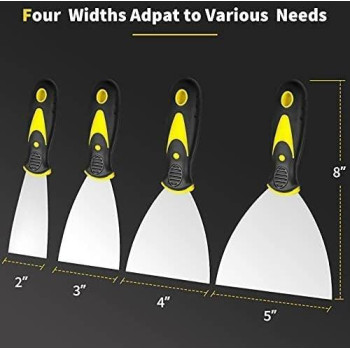 ABBASALI Putty Knife 4Pcs Spackle Knife Set Stainless steel finishing scrapper Taping Knife Tool for Repairing Drywall